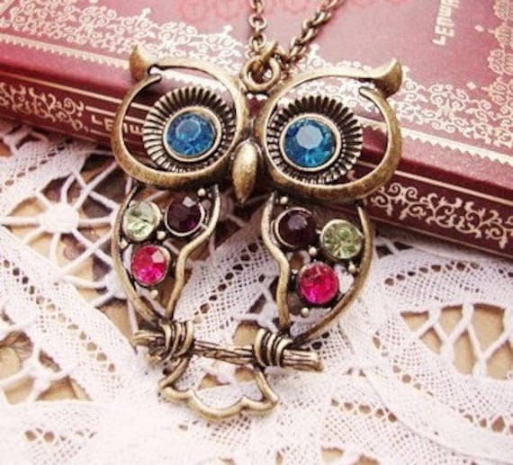 Colorful Hollow Owl Necklace