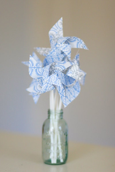 Wedding Decor Pinwheels 39Something Blue 39 Set of 12 Mini Pinwheels in Blue
