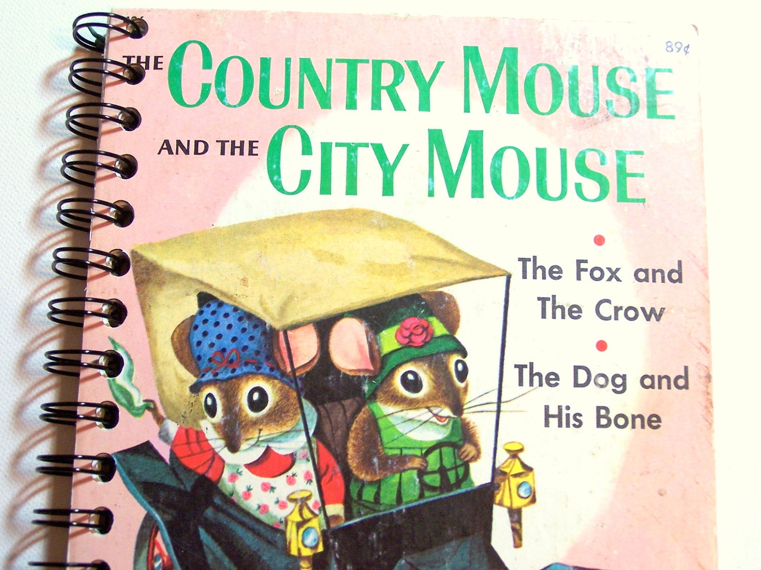 Upcycled Little Golden Book Notebook Upcycled Childrens Book Upcycled Notebook:  The Country Mouse and the City Mouse Notebook