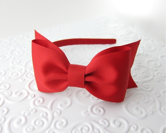 Red Bow Headband Snow White Costume Prop Pretend Play by Snowbella on Etsy