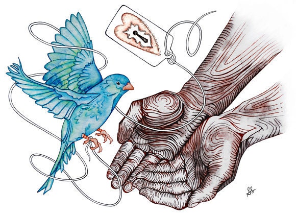Blue Bird Prayer for Adoption. SMALL size. Watercolor Art Print. CUSTOMIZE ME for Baby Shower, Christian Gift. Supports Reece's Rainbow.