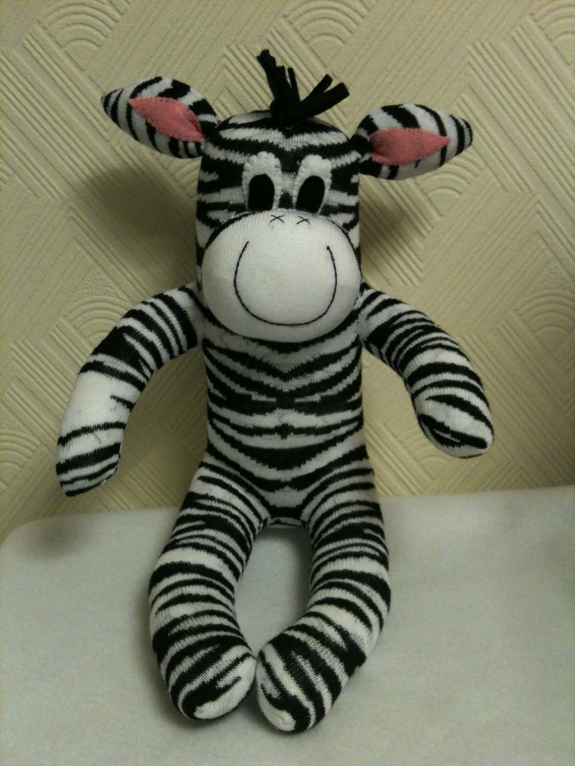 Sock Zebra, Sock Animal, Plush, Sock Sculpture