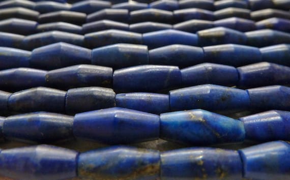Lapis Lazuli Beads - Unique Cobalt Blue Bicone Tubes - 12x6-10x5mm - Natural Genuine Stone - 1/2 Strand - Afghanistan