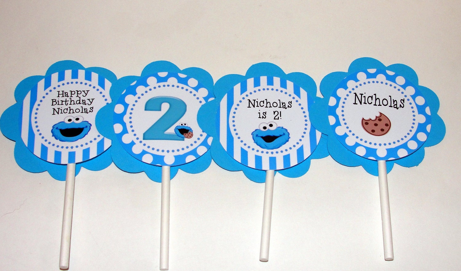 Cookie Monster Sesame Street  Custom Birthday Party Baby Shower Party Cupcake Kit