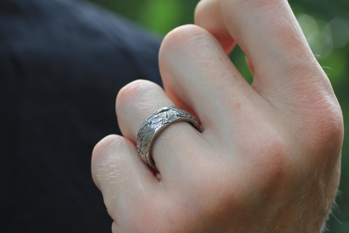 Showstopper, mens handmade fine silver ring