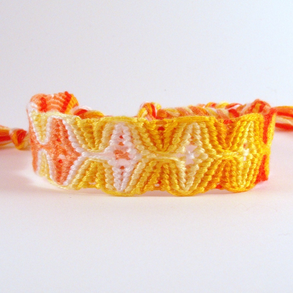 Knotted Friendship bracelet, Macrame, Orange Creamsicle Carnival (m26)