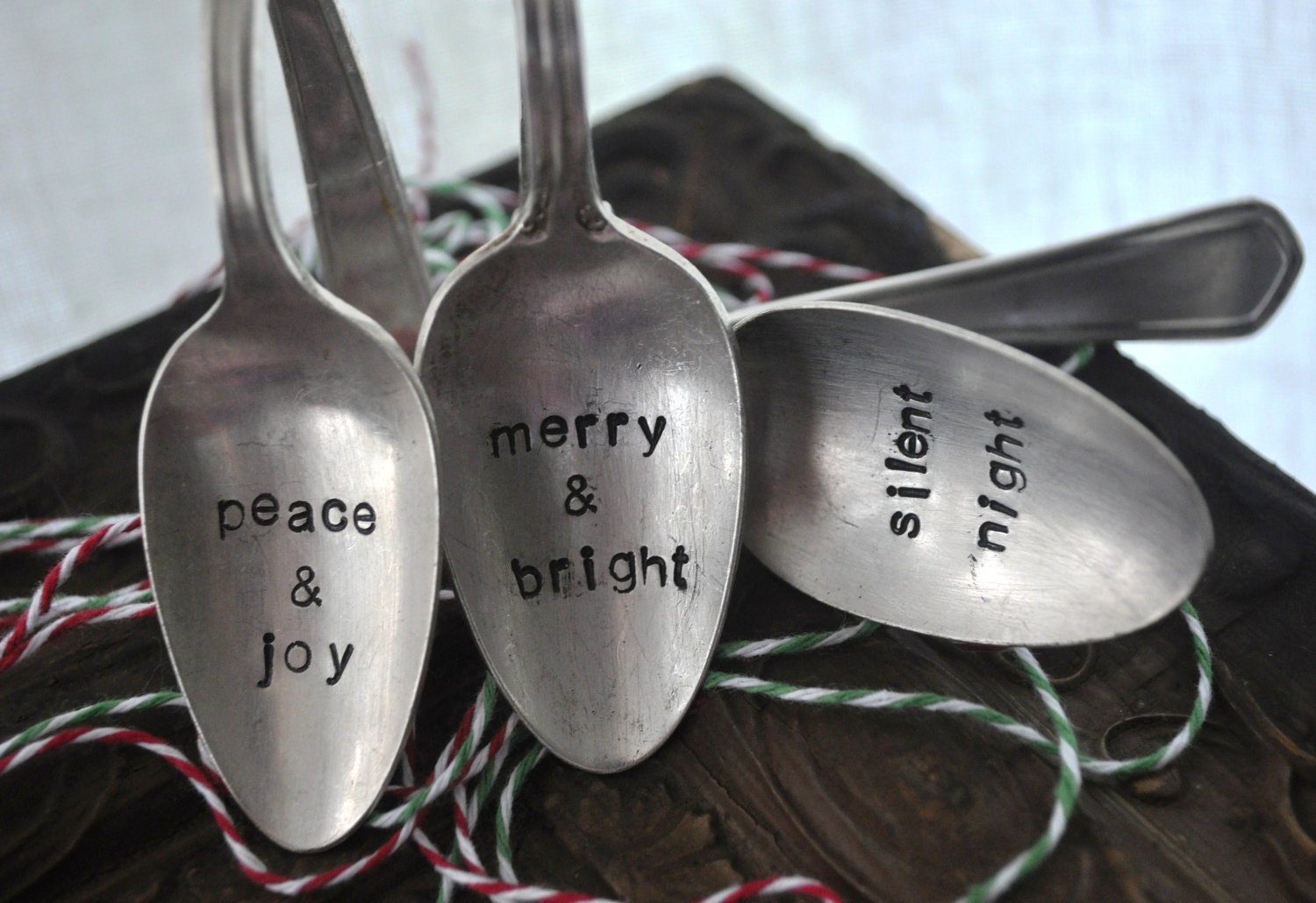 Set of 3 Custom Vintage Spoon Christmas Ornaments