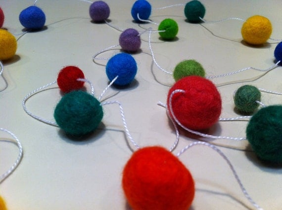 Felted Ball Garland 9 Foot Hanging Home Decor