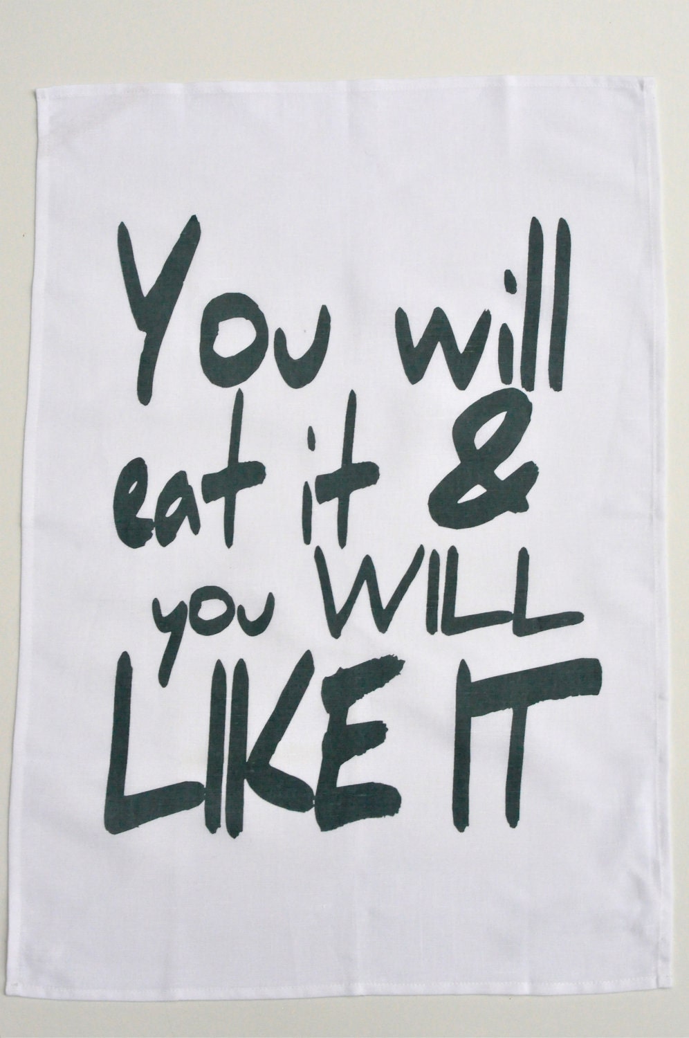 Cotton/Linen Tea Towel, Hand Printed & Inspired by Mom, Slate Blue