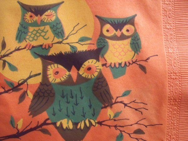 2 Vintage Halloween Owl Paper Napkins