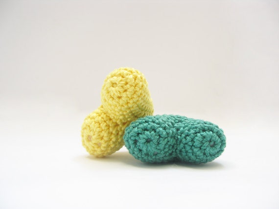 Wedding Favor Crochet Hearts Valentine Gift Green and Yellow