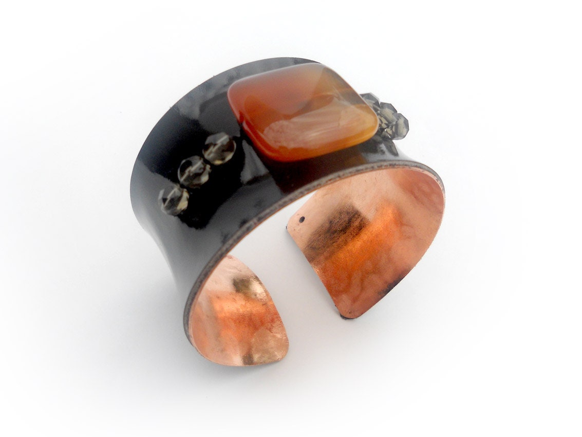 Black Patent Leather and Copper Cuff