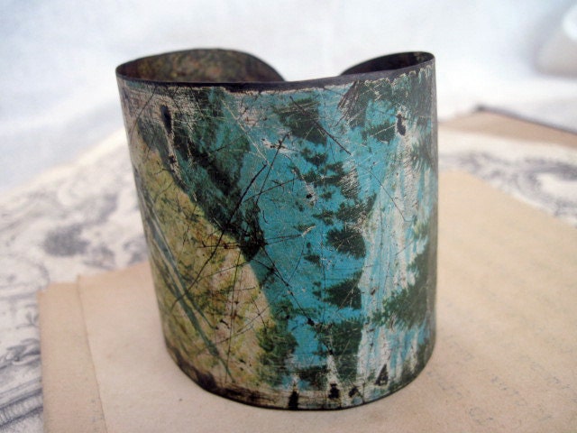 Alpine. Rustic Oxidized Cookie Tin Cuff.