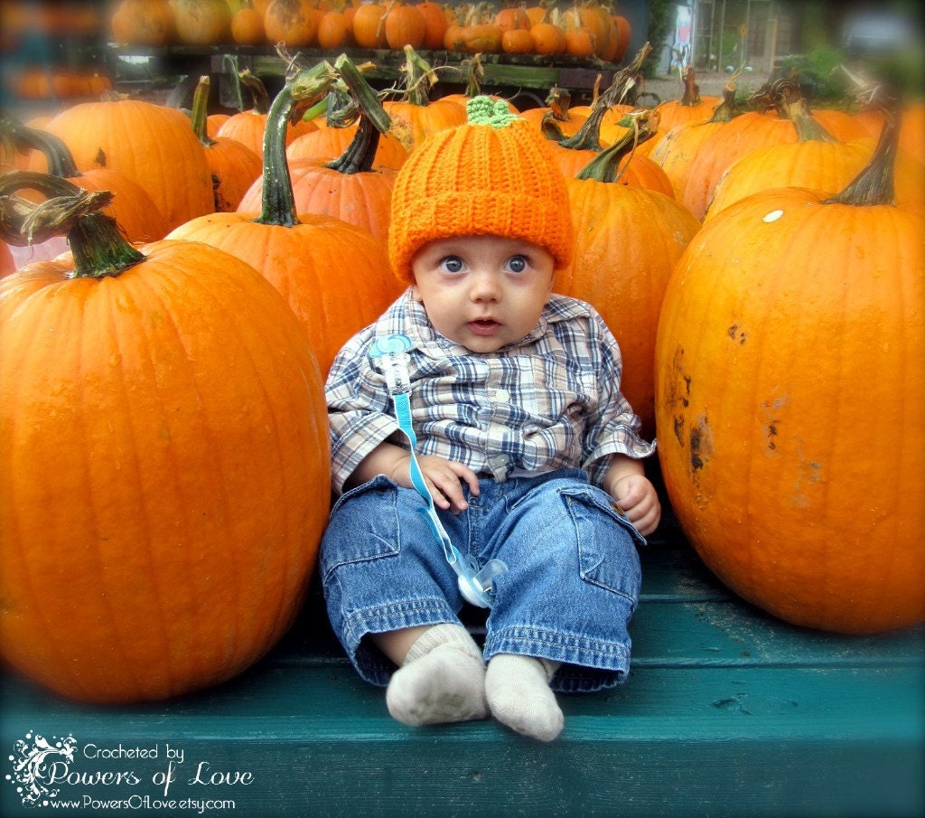Pumpkin Hat Crocheted 3-6 months Made To Order