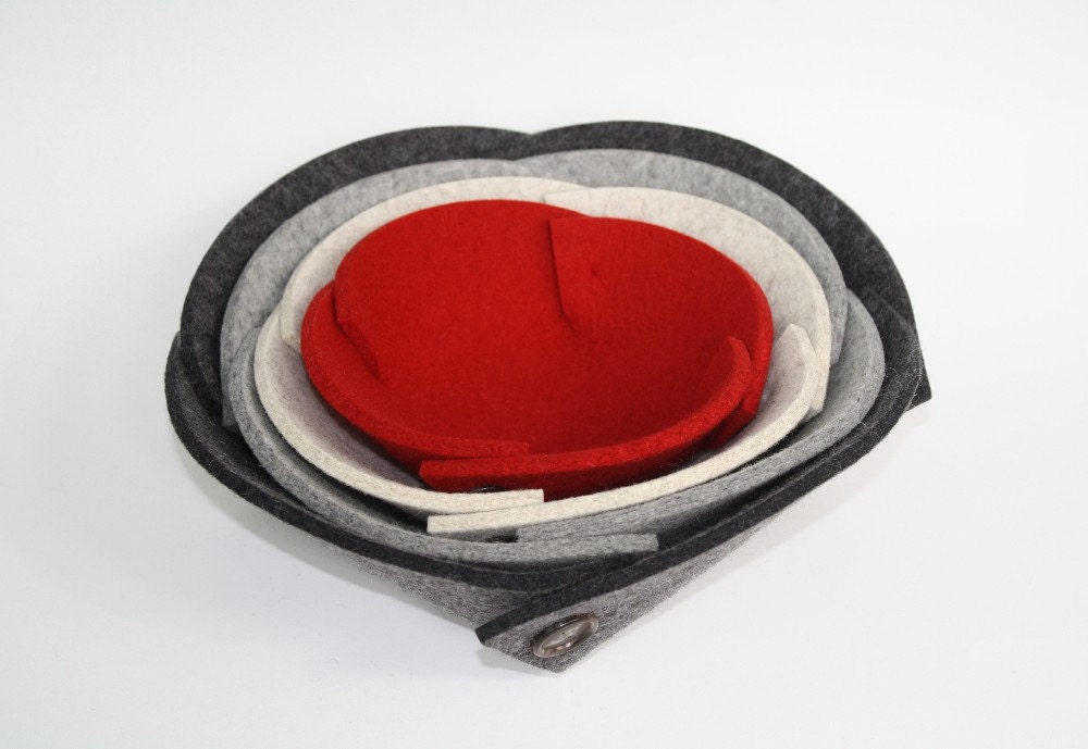 Felt Nesting Bowls in 5mm Thick Virgin Merino Wool Felt