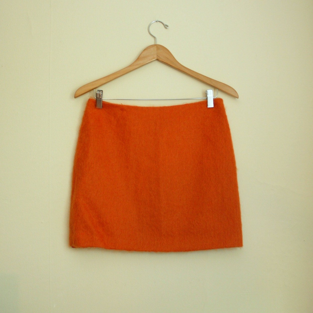 orange mohair wool mini skirt