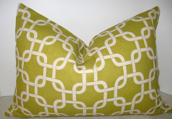 BOTH SIDES 20 x 14 Geometric lumbar pillow citron