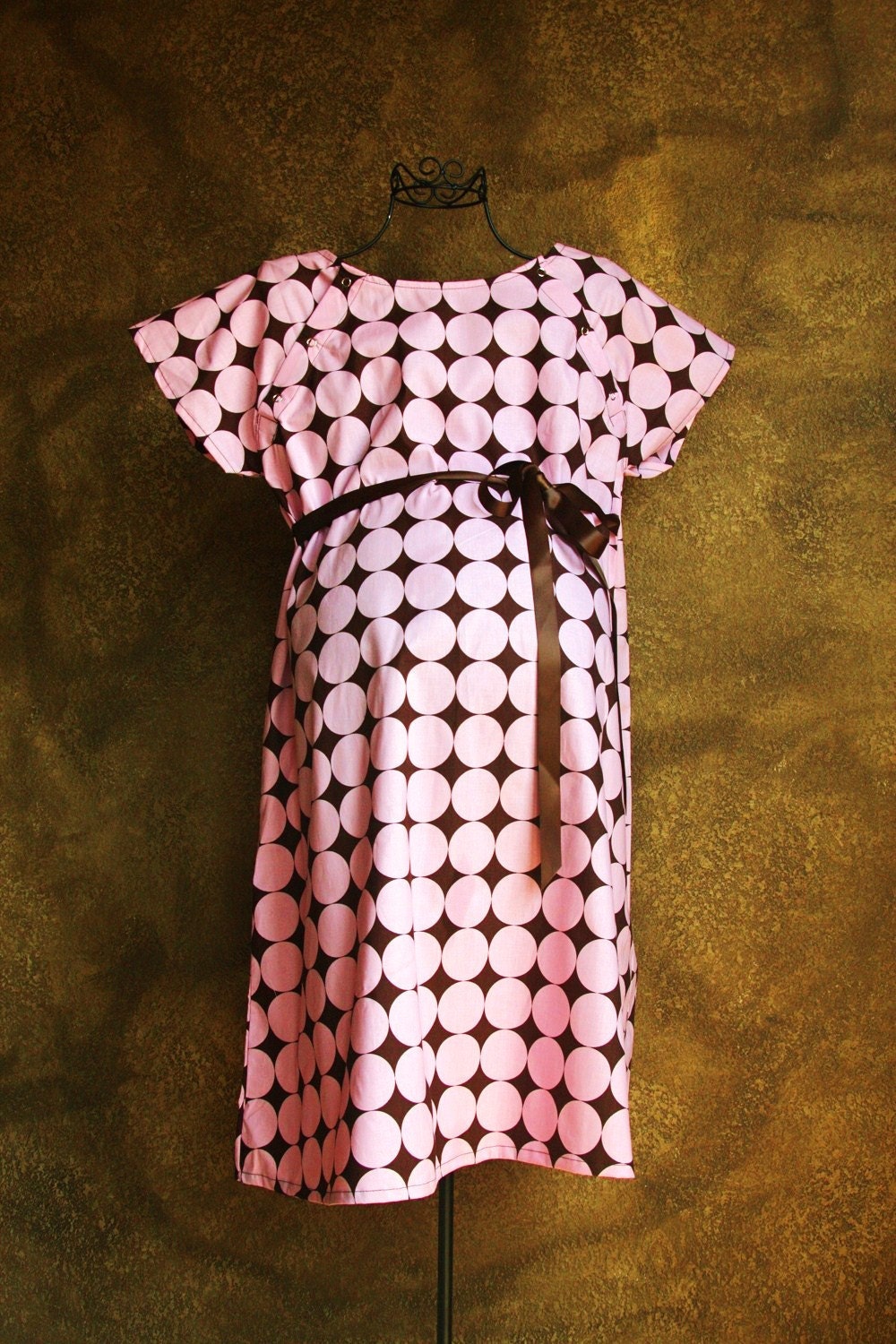 Pink & Chocolate Disco Dot Delivery Gown-