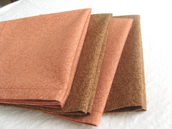 Cloth Napkins Beverage Dessert Brown Peach Ten Inch Set of Four