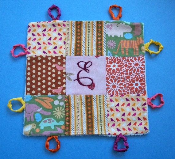 Baby Girl  Lovey  with Custom Hand Embroidered Initial  by Dolce Dreams