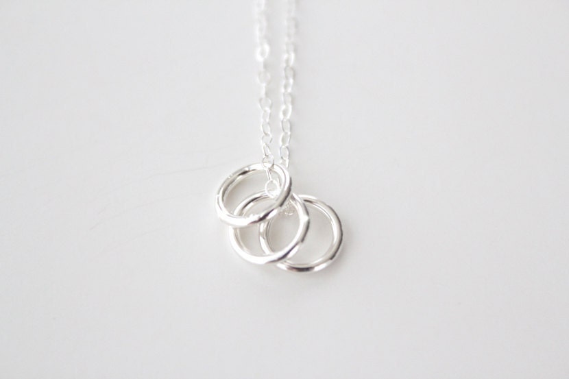 Triple Ring Necklace - Sterling Silver Rings - Sisters