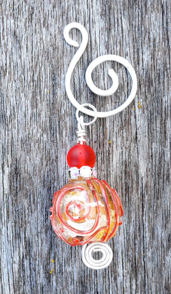 Pumpkin Orange Spice Lampwork Pendant Charm Interchangeable