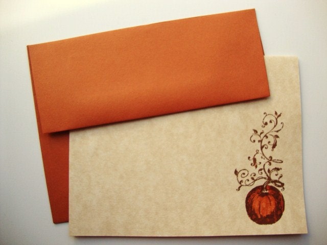Rustic Pumpkin Note Cards Autumn Thanksgiving
