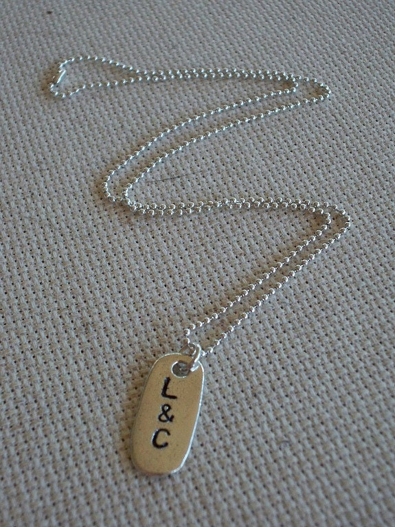 Personalized Hand-Stamped Couple's Initial- Silver