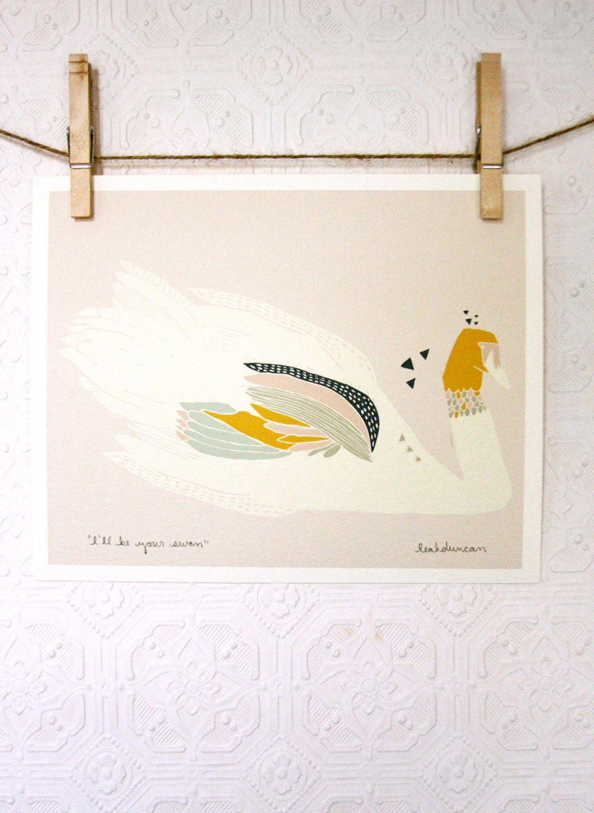 I'll Be Your Swan Print by Leah Duncan