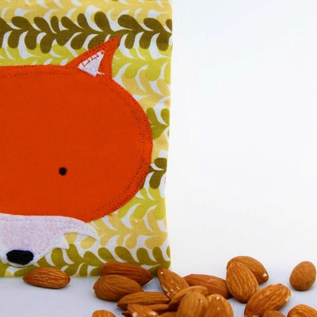 Reusable Snack Pouch: Woodland Red Fox on Green Bag