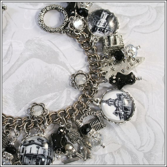 The Haunted House, Halloween, Vintage Inspired Charm Bracelet