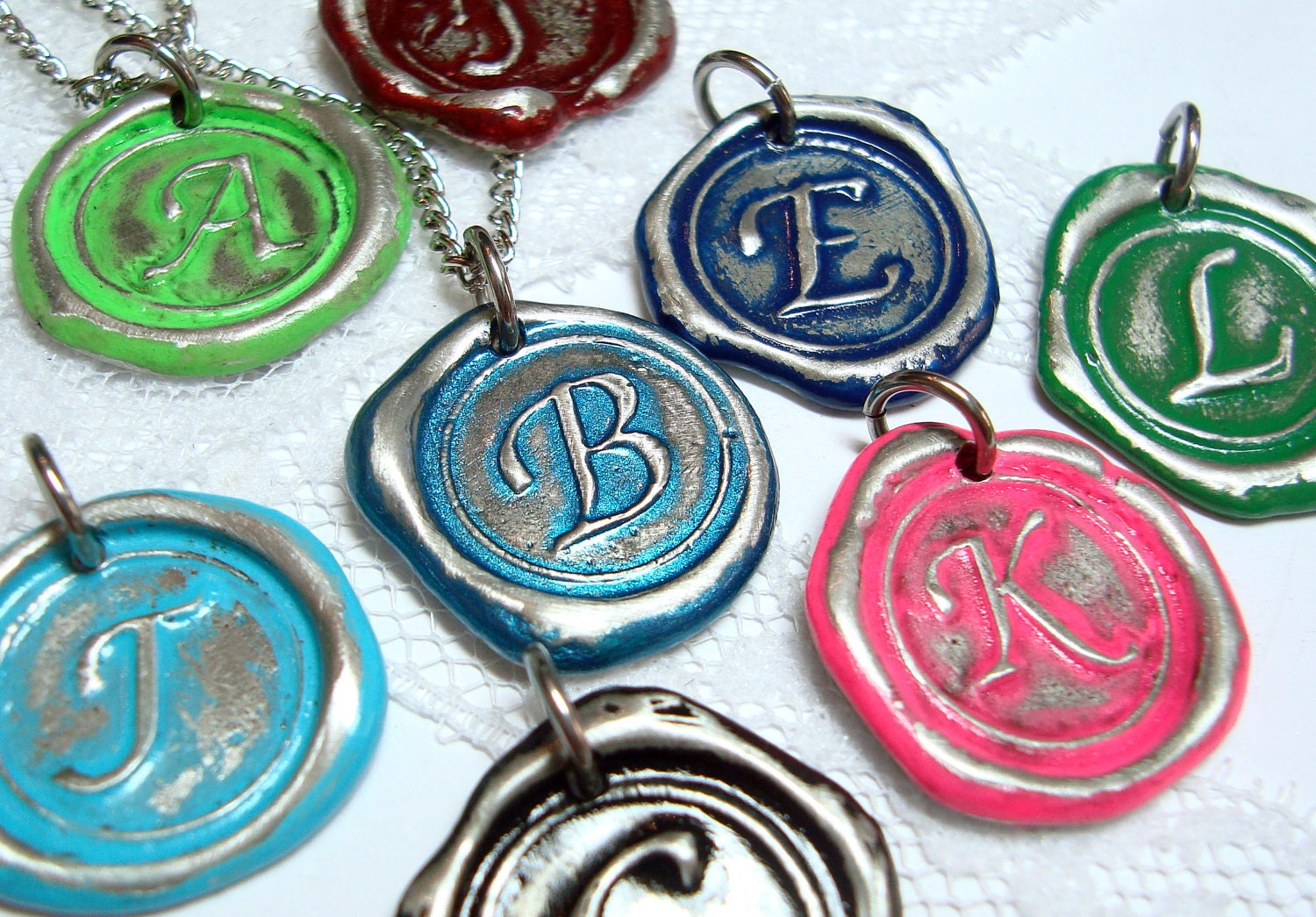 MINI color of your choice painted monogrammed initial necklace WITH chain