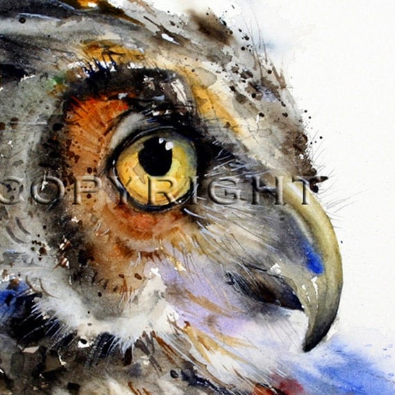 OWL Watercolor Print By Dean Crouser - See at Portland Audubon Show in November