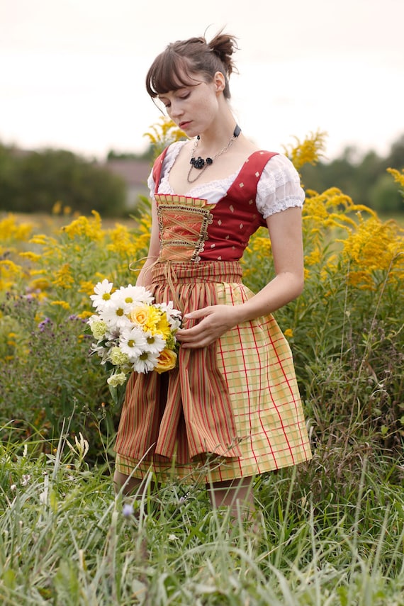 Forever Yours - a fun flirty take on the Bavarian Dirndl Dress - Sexy Oktoberfest Dirndl Costume - Bustier Corset Beer Maid Outfit