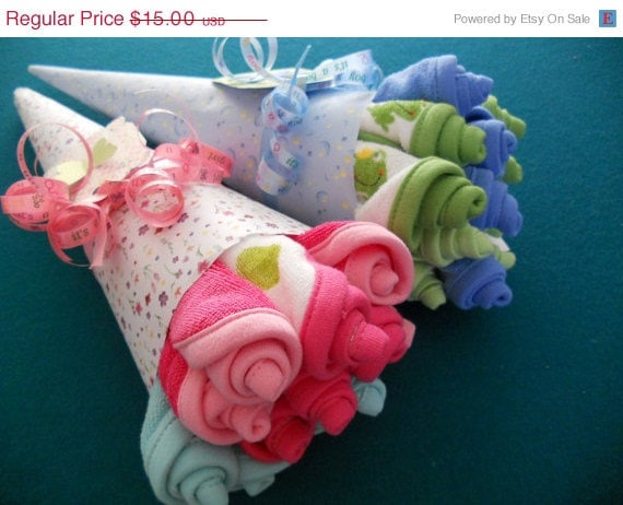 15% Off Sale Washcloth Rosebud Bouquet / Baby Shower Gift/ Hospital Gift/ Bridal Shower Gift  Available in Boy, Girl, Neutral , Bridal