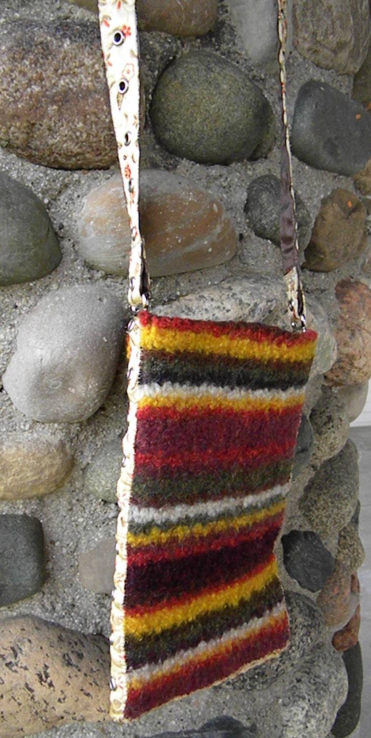 Striped Earth Tone Felted Wool Small Felted Purse