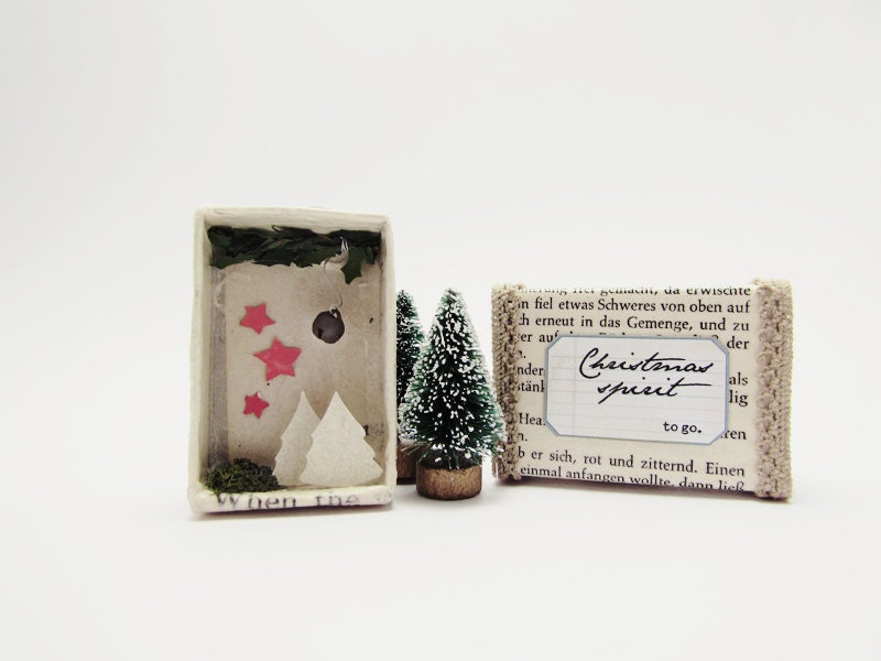 Handmade shadow box frame -Christmas spirit to go No2- Joy in a matchbox