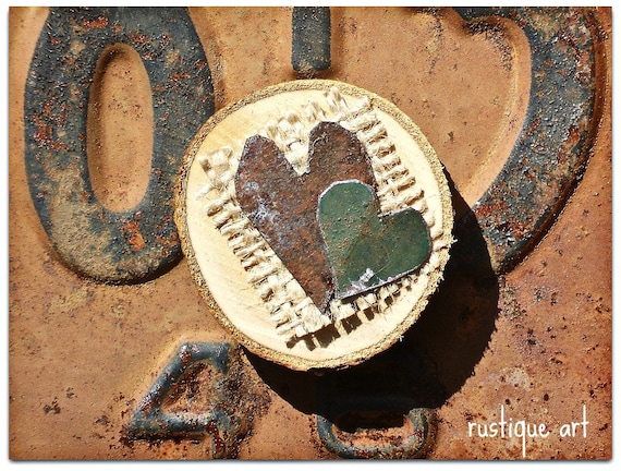 Rustic Magnet with Tin Hearts