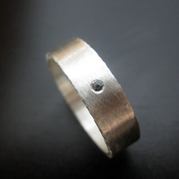 Ethical Black Diamond Textured Ring Hand Forged