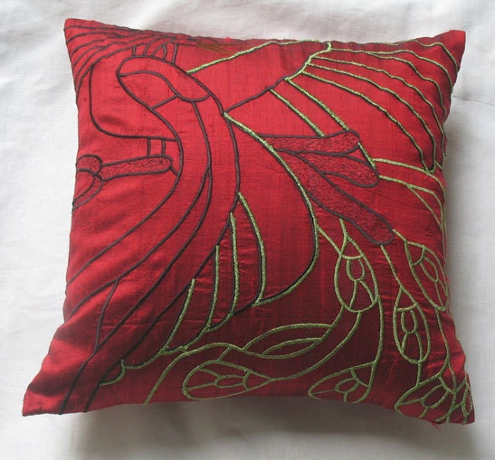 deep red abstract peacock throw pillow 16 inch custom made cushion cover