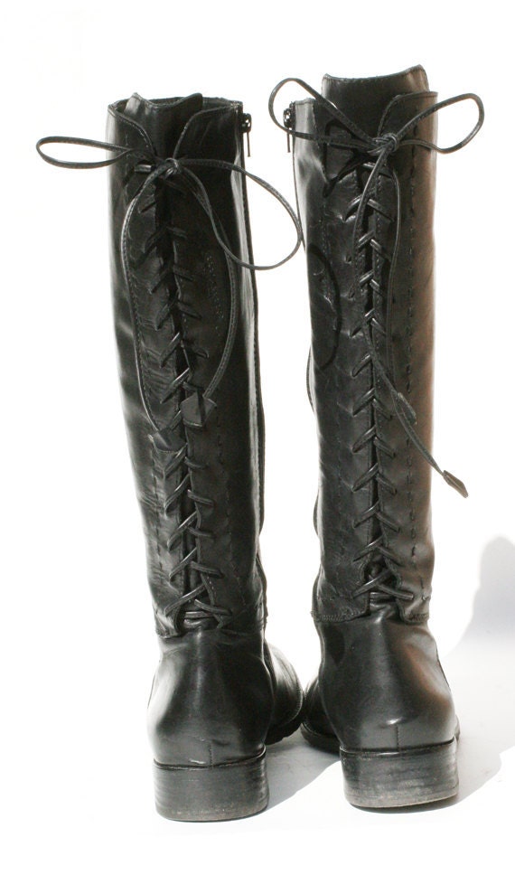 size 9 black leather riding boots