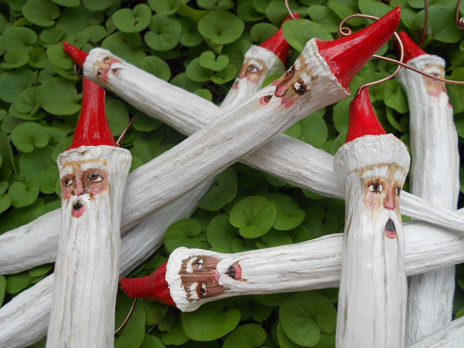 Old World Santa Ornaments - Hand Painted, Sun-Dried Okra Pods