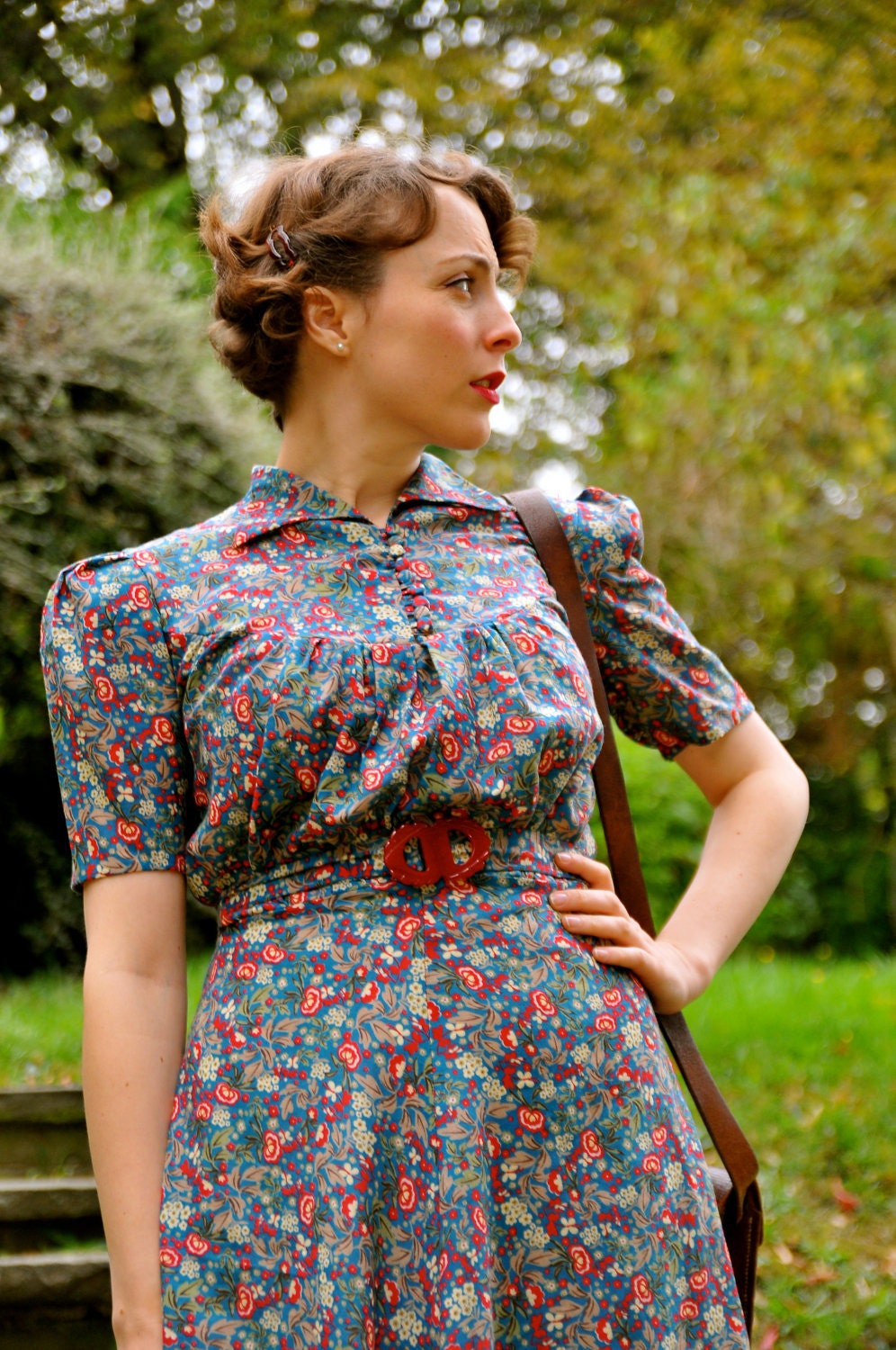 Elise- Wartime inspired late 1930s printed cotton dress