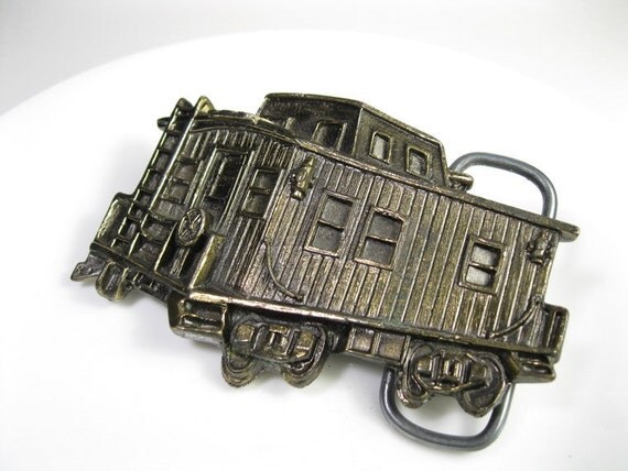 Vintage, Vintage Belt Buckle, Brass, Caboose, Railroad Car, Limited Edition, 1970's,