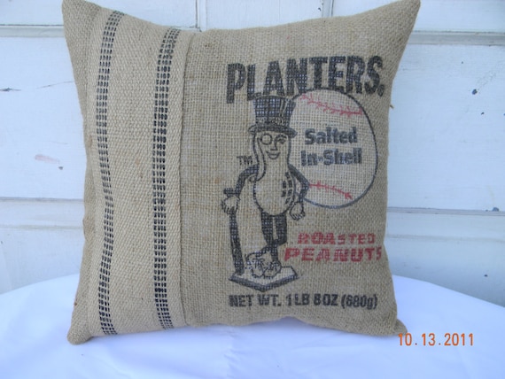 Planters Peanuts Burlap Pillow