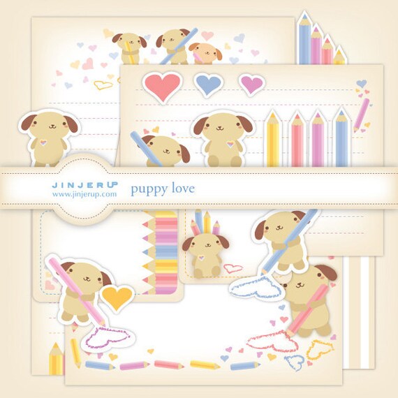 True Love Puppy Stationery Printable PDF