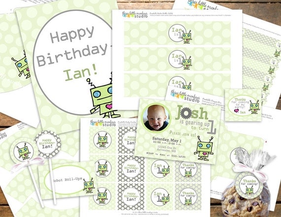 Custom Robot Printable Party Pack
