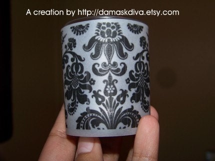 1 set of 10 damask print votive candle wraps for wedding home decor 