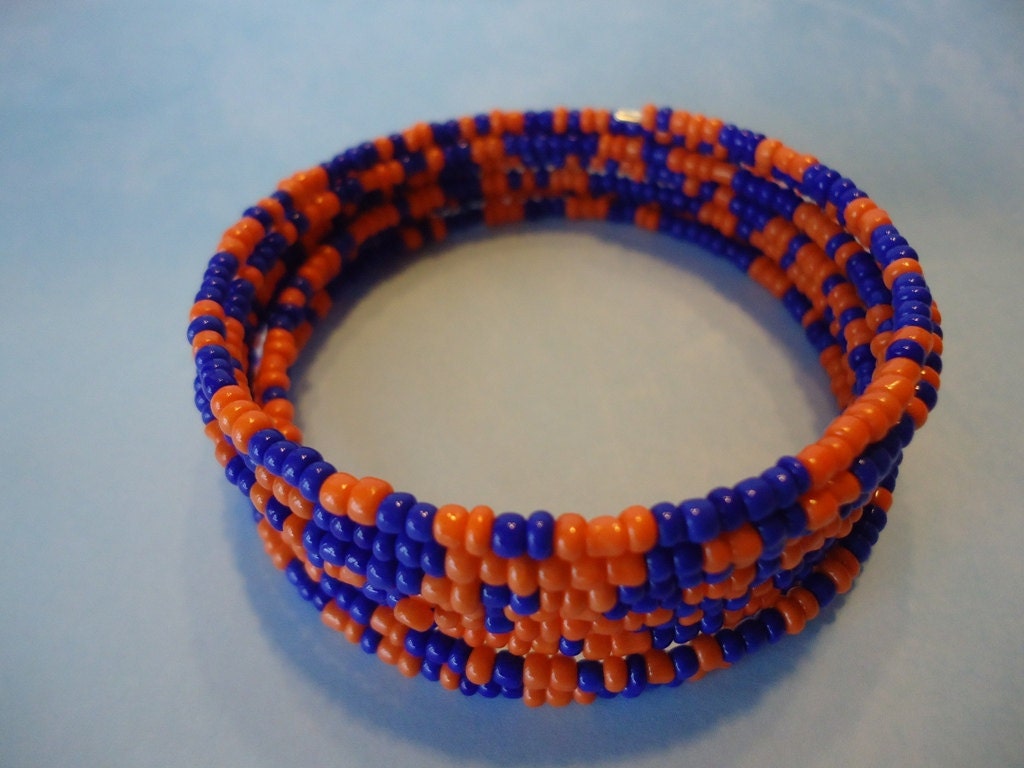 College Football Blue and and Orange Wrap Bracelet