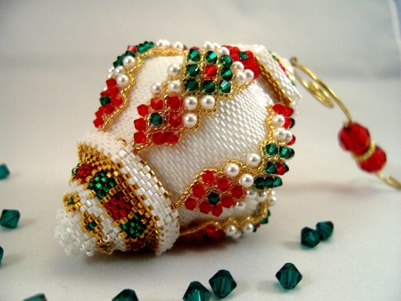 Crystal Ribbons - Beaded Christmas Ornament